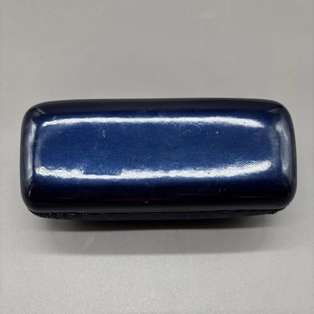 Maui Jim Sunglasses Hard Case Navy Blue Textured Clamshell Logo Eyeglasses